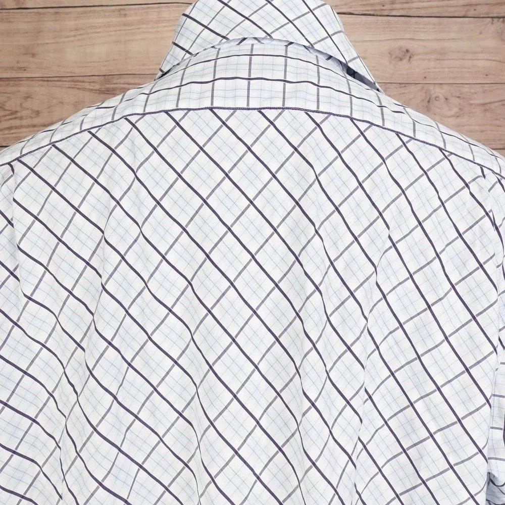 Banana Republic Shirt Mens XL White Check Long Sleeve Button-Up Cotton Casual